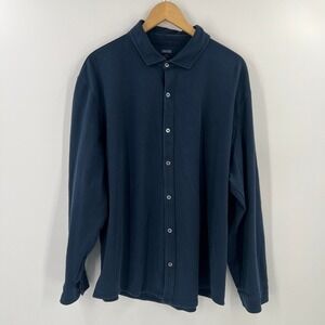 Orchard & Broome NYC XXL Navy Blue Pima Cotton Button Front Shirt